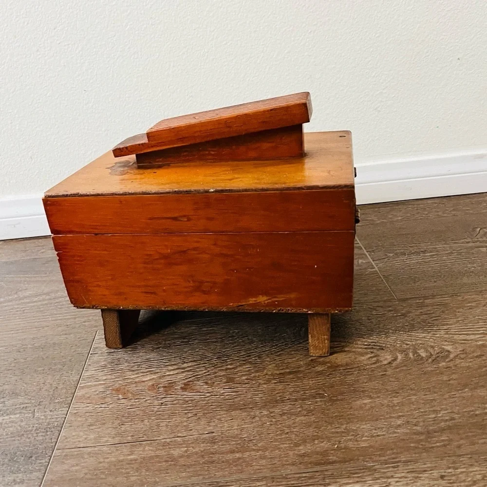 Vintage Wooden Shoes Box with Brass Latch